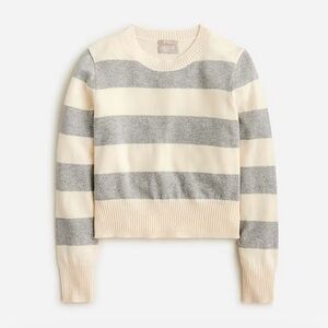 J Crew Cashmere Shrunken Crewneck Sweater in Rugby Stripe